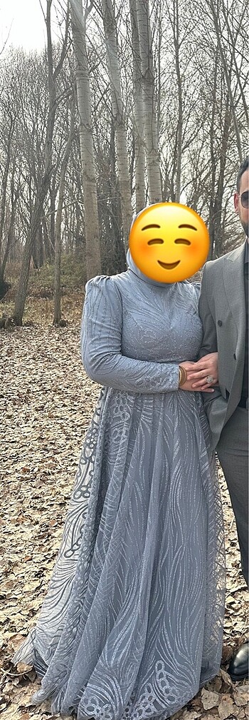 Sim detaylı kabarık 44 beden abiye