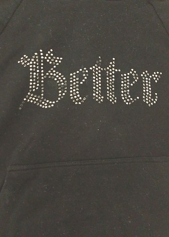 Diğer Siyah Kapüşonlu Pul Detaylı Sweatshirt