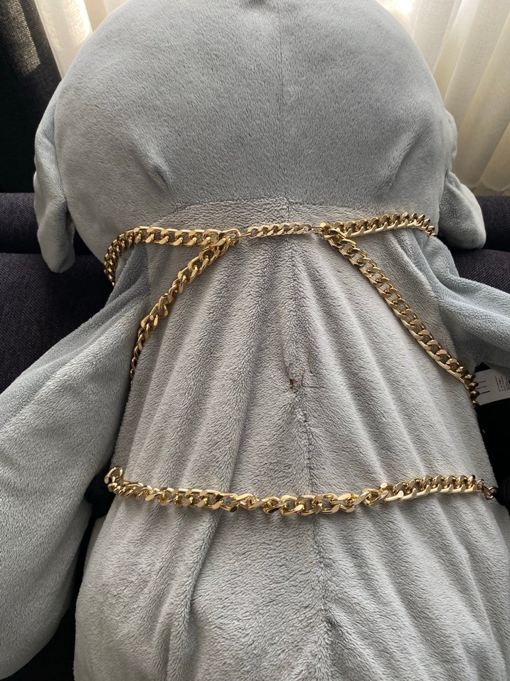 Zincir Detaylı Siyah Sokak Stili Vücut Zinciri - Görsel 5