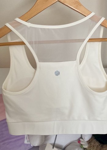 Ekru Tül Detaylı Kolsuz U Yaka Sporcu Sütyeni - Görsel 4