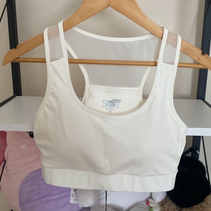 Ekru Tül Detaylı Kolsuz U Yaka Sporcu Sütyeni - Görsel 3