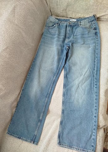 Mavi Pastel Renk Straight Bol Kesim Kadın Jean