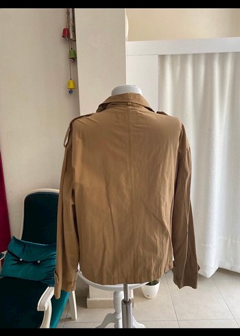 36 Beden camel Renk Bej Renkli Düğmeli Salaş Denim Ceket