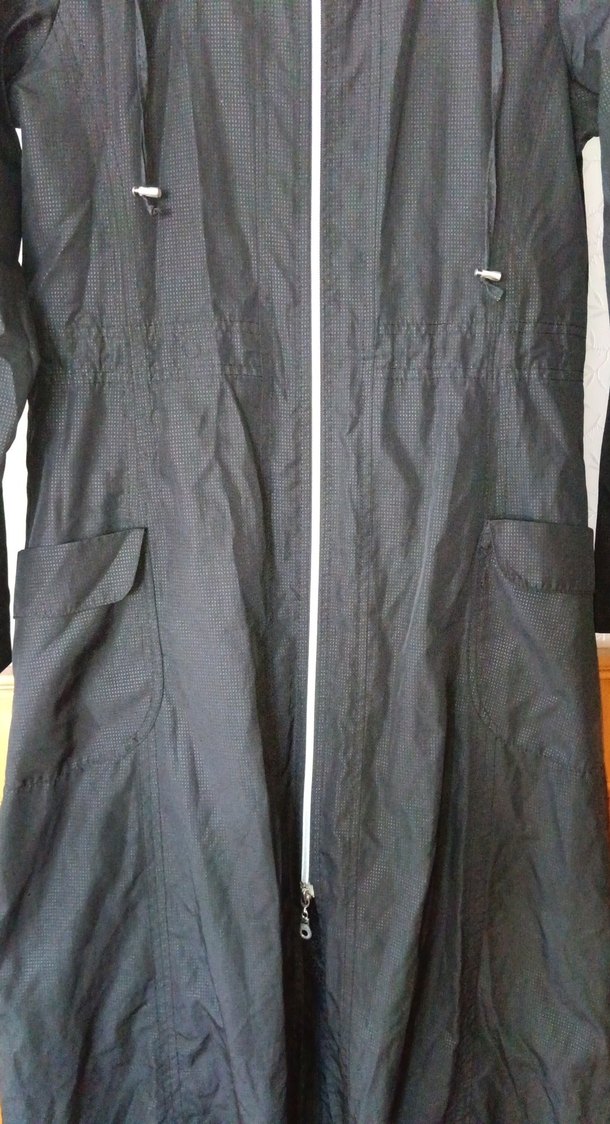 Kadın Siyah Uzun Fermuarlı yağmurluk - Görsel 2