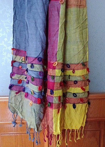 Bohem Çok Renkli Kadın Şal - Görsel 3