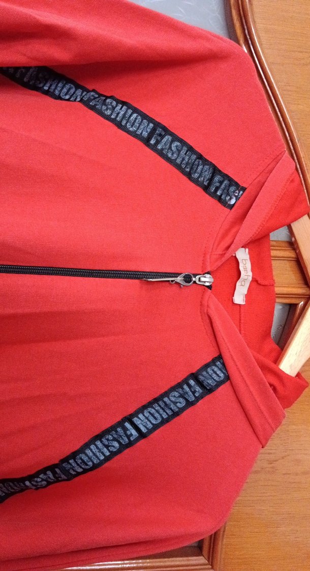 Kadın Kırmızı Uzun Fermuarlı hırkatunik - Görsel 3