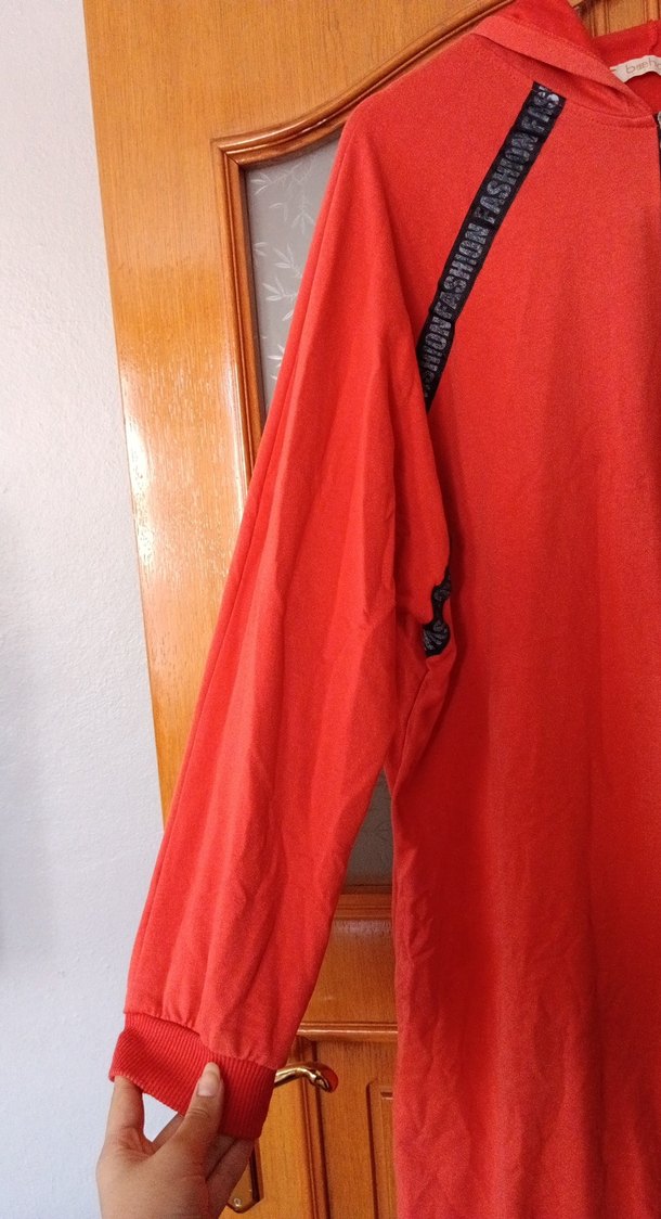 Kadın Kırmızı Uzun Fermuarlı hırkatunik - Görsel 2