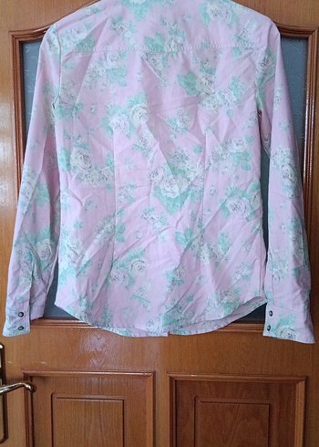 Pembe Desenli Uzun Kollu coquette Kadın Gömlek - Görsel 5