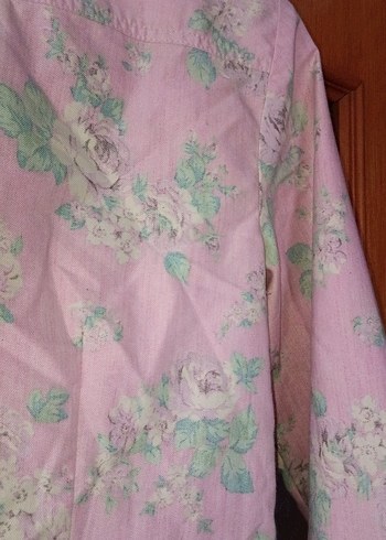 Pembe Desenli Uzun Kollu coquette Kadın Gömlek - Görsel 6