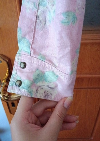 Pembe Desenli Uzun Kollu coquette Kadın Gömlek - Görsel 3