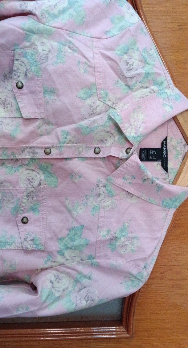 Pembe Desenli Uzun Kollu coquette Kadın Gömlek - Görsel 4