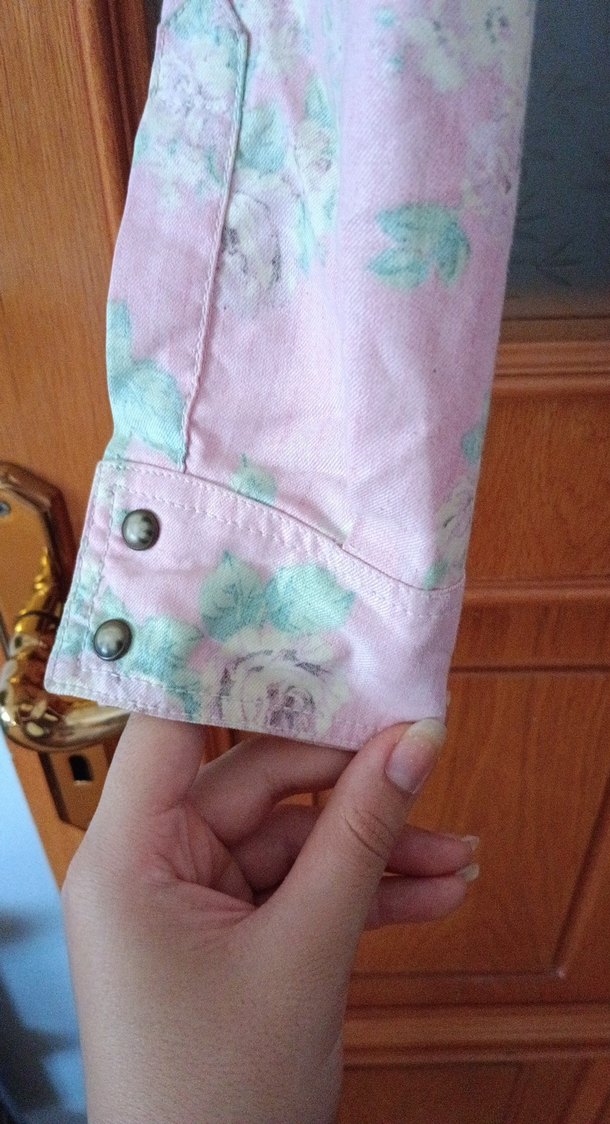 Pembe Desenli Uzun Kollu coquette Kadın Gömlek - Görsel 3