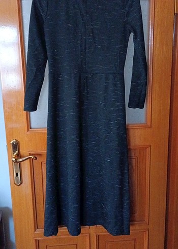 Gri Kadın Uzun Kollu midi Elbise - Görsel 3