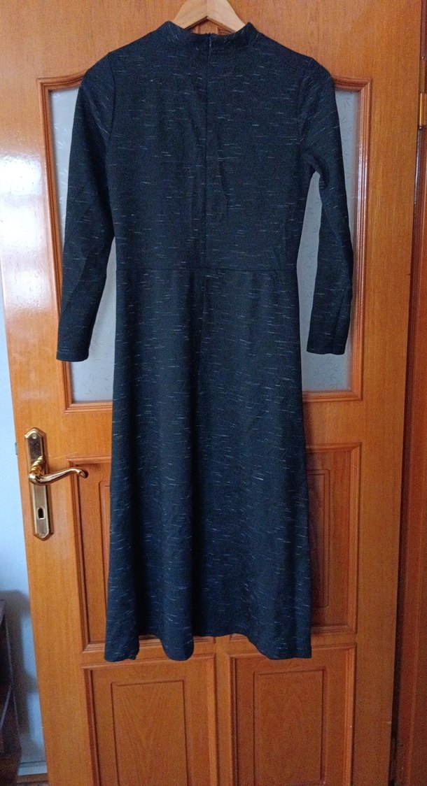 Gri Kadın Uzun Kollu midi Elbise - Görsel 3