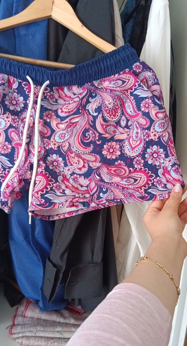 Renkli Bohem Desenli Mini deniz Şortu - Görsel 3