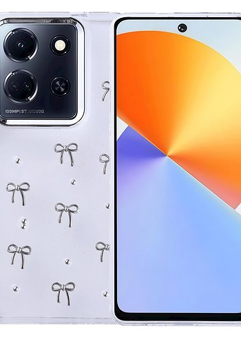 İnfinix Note 30 4G/5G Kılıf Airbag Tasarımlı Simli Şeffaf Kapak
