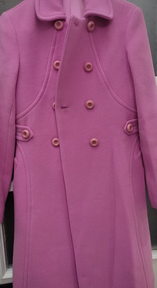 Düğmeli Pembe Kadın Kaban - Görsel 2