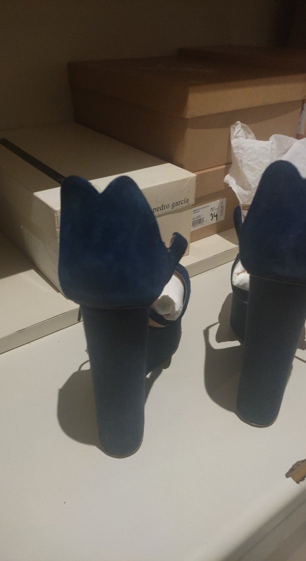 Mavi Süet Platform Topuklu Kadın Ayakkabı - Görsel 3