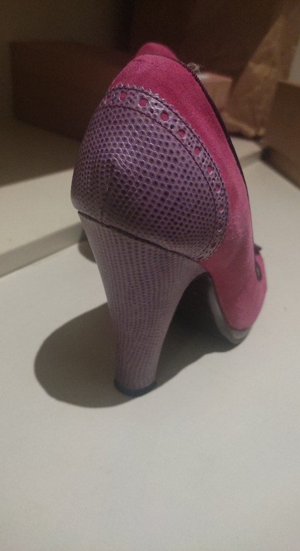 Pembe Yüksek Topuklu Kadın Süet Ayakkabı - Görsel 5