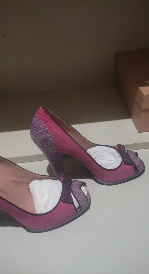 Pembe Yüksek Topuklu Kadın Süet Ayakkabı - Görsel 3