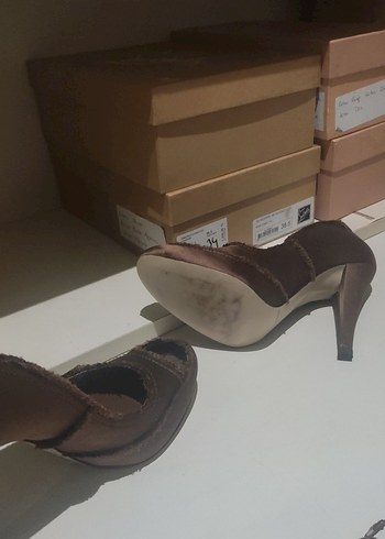 Kahverengi Süet Platform Topuklu Kadın Ayakkabı - Görsel 5