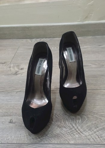 Steve Madden Siyah Süet Elastik Topuklu Stiletto