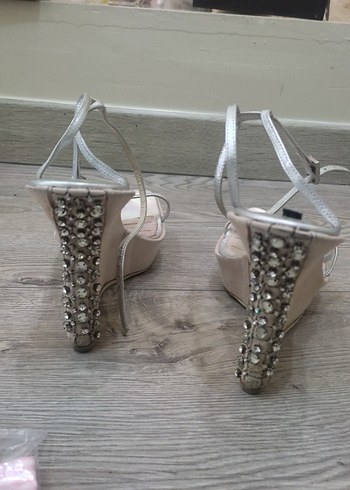 Pembe Topuklu Kadın Abiye Ayakkabı ve Fiyonk - Görsel 5