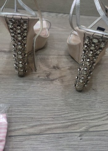 Pembe Topuklu Kadın Abiye Ayakkabı ve Fiyonk - Görsel 6