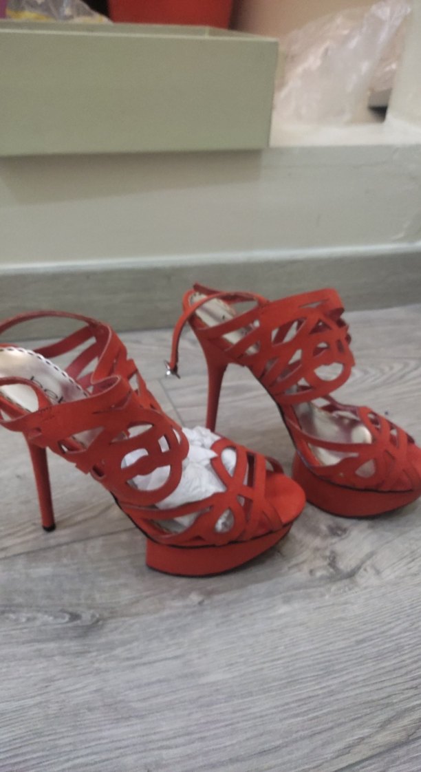 Kırmızı Platform Topuklu Kadın Akşam Ayakkabısı - Görsel 2