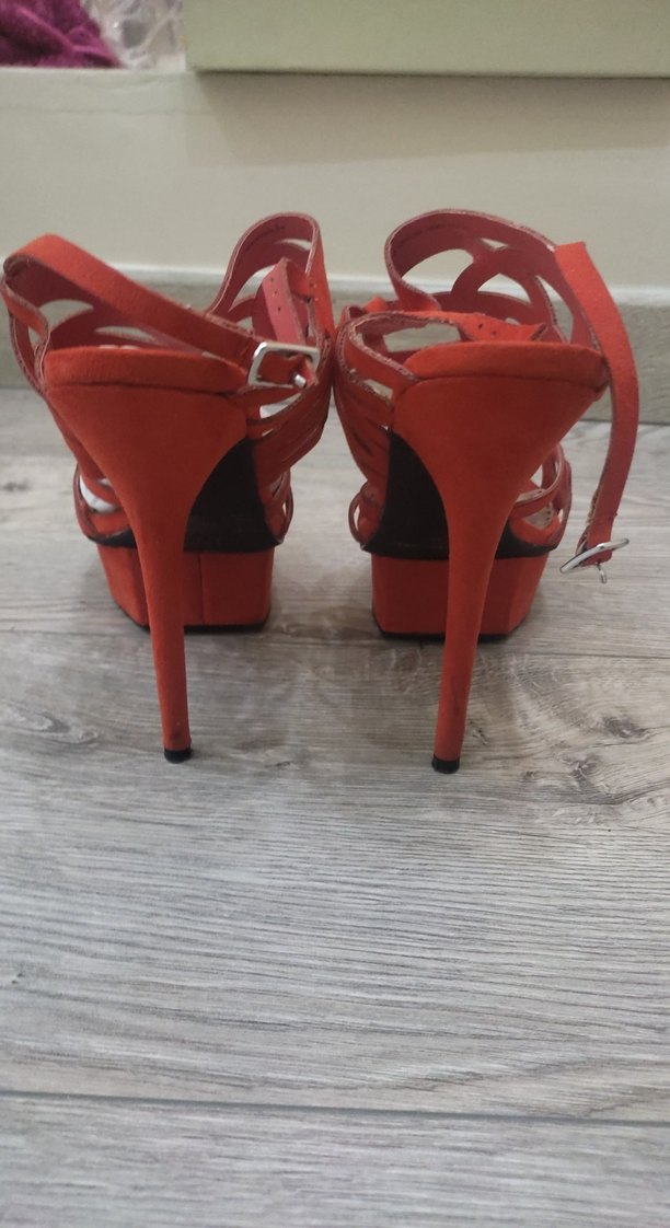 Kırmızı Platform Topuklu Kadın Akşam Ayakkabısı - Görsel 3