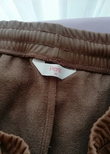 m Beden Penti Acı Kahve Deri Görünümlü Pantolon