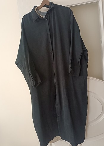 Düğmeli Siyah Uzun tunik