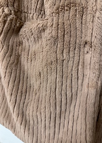 Bej Kadın Midi Peluş Kaban - Görsel 4