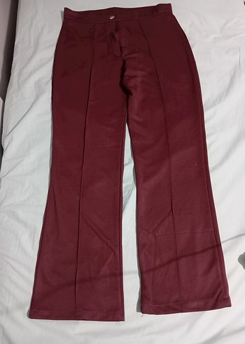 Bordo Midi Piliseli Kadın Kumaş Pantolon