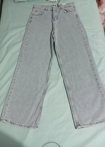 Gri Kadın Midi Boy Denim Jean