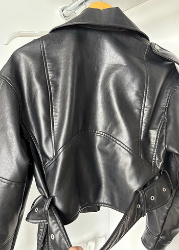 Zara Zara Siyah Deri Kemerli Biker Ceket