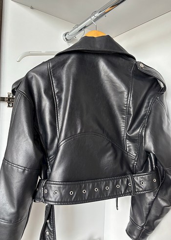 xs Beden Zara Siyah Deri Kemerli Biker Ceket
