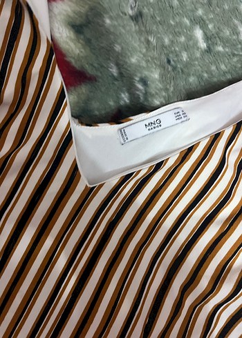 Mango Kahverengi Çizgili Kadın Mini tulum - Görsel 2