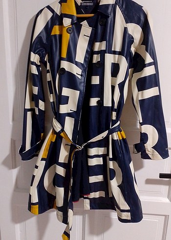 Tommy Hilfiger Kemerli Baskılı Midi Trençkot