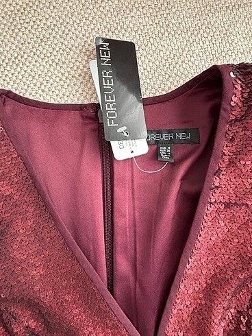 36 Beden bordo Renk FOREVER NEW PAYETLİ ELBİSE