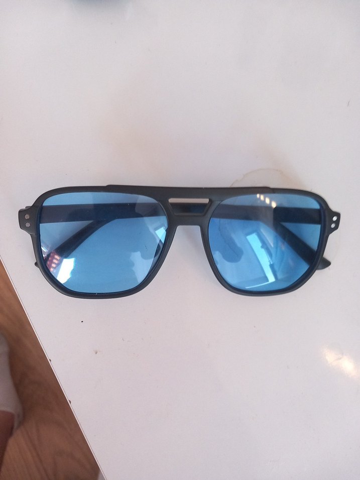 Mavi Renkli Biker Tarzı Kadın Güneş Gözlüğü - Görsel 2