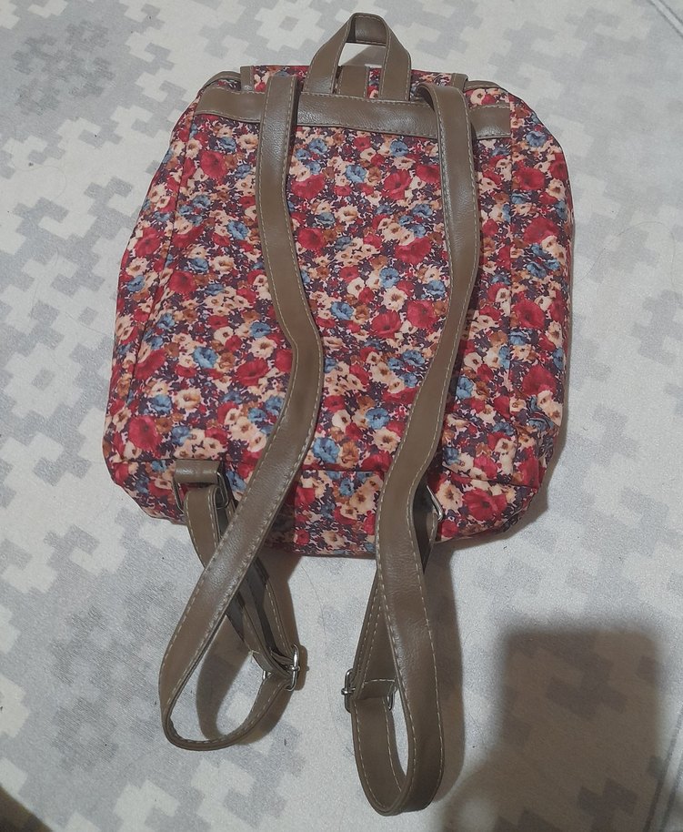 Çiçek Desenli Vintage Kadın Sırt Çantası - Görsel 3