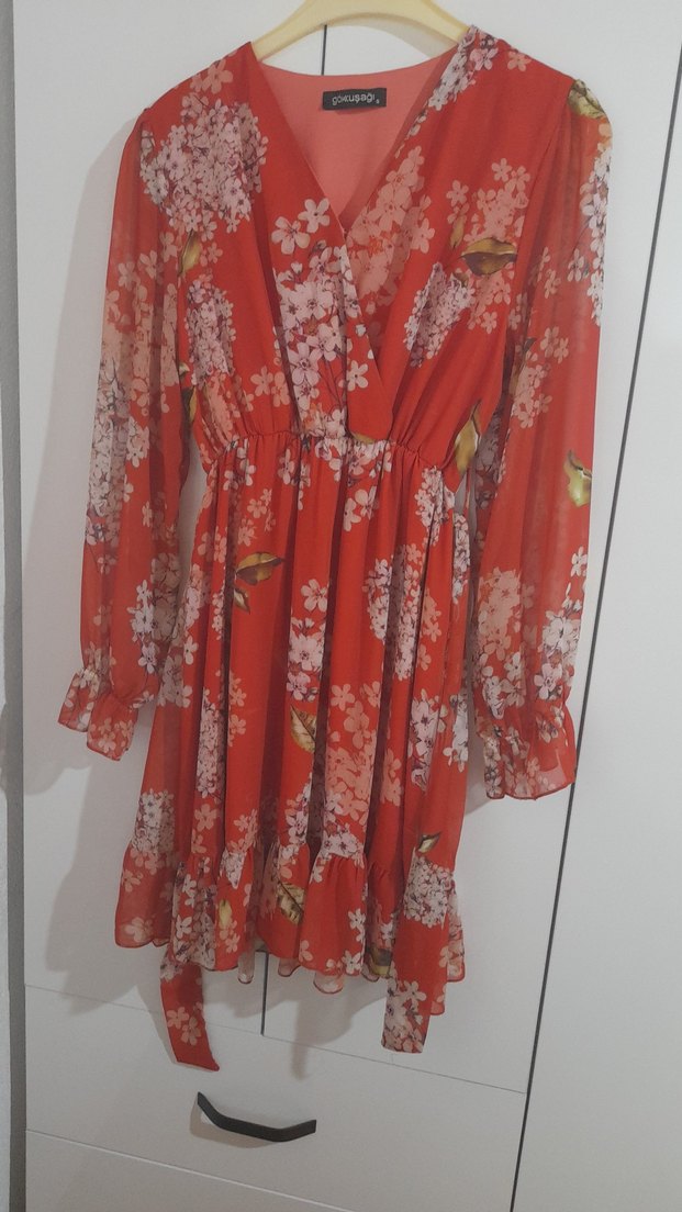 Nar Çiçeği, Çiçek Desenli Kadın Elbise - Görsel 3