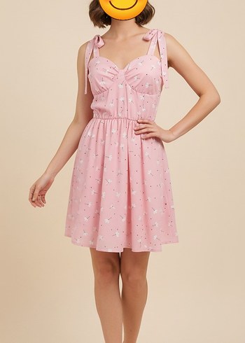 Pembe Elbise Pilili ve Askılı - Görsel 2