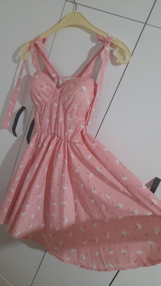 Pembe Elbise Pilili ve Askılı - Görsel 3