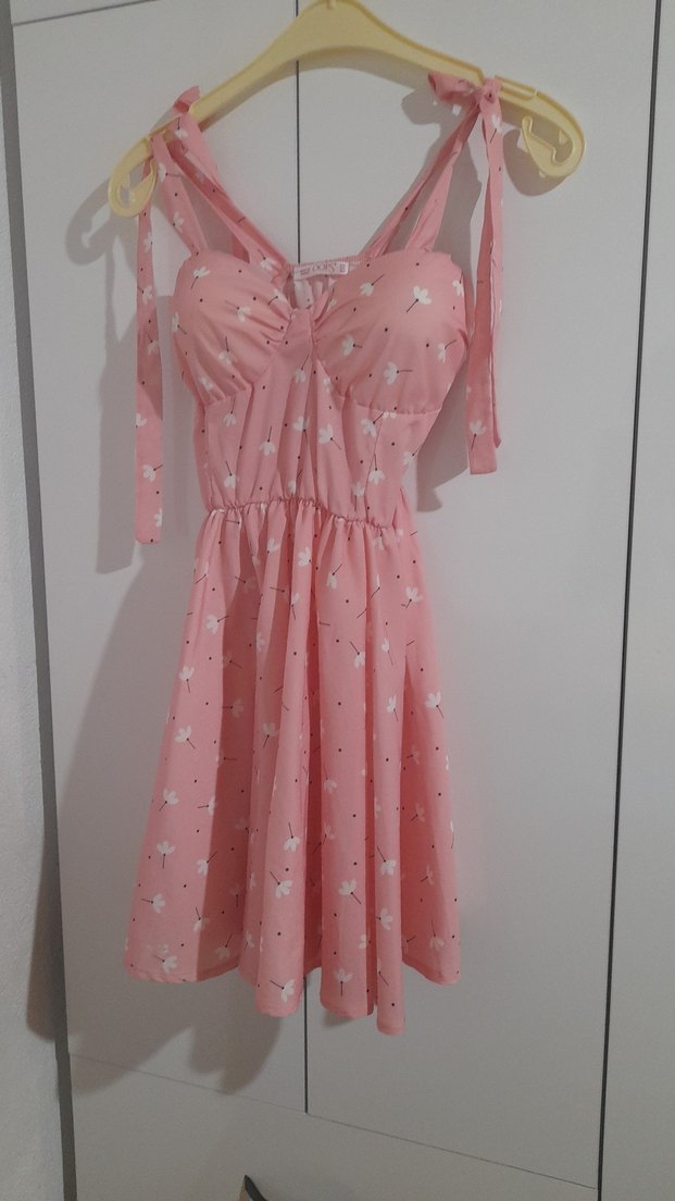 Pembe Elbise Pilili ve Askılı - Görsel 4