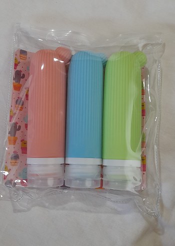 Pastel Renkli Silikon Seyahat Şişeleri 3'lü