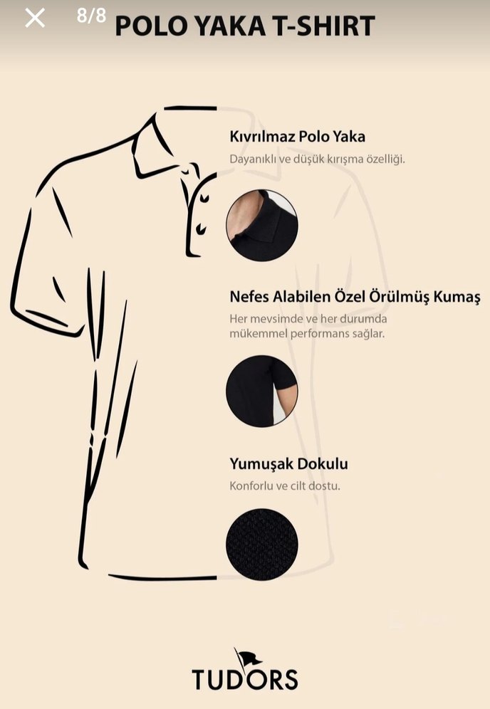 Tudors Orjinal Erkek Siyah Kısa Kollu Polo Yaka Tişört - Görsel 5