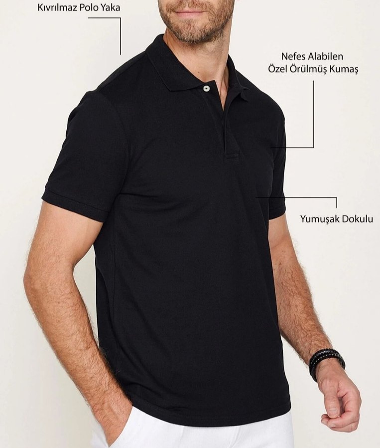 Siyah Tudors Orjinal Kısa Kollu Erkek Polo Tişört - Görsel 2