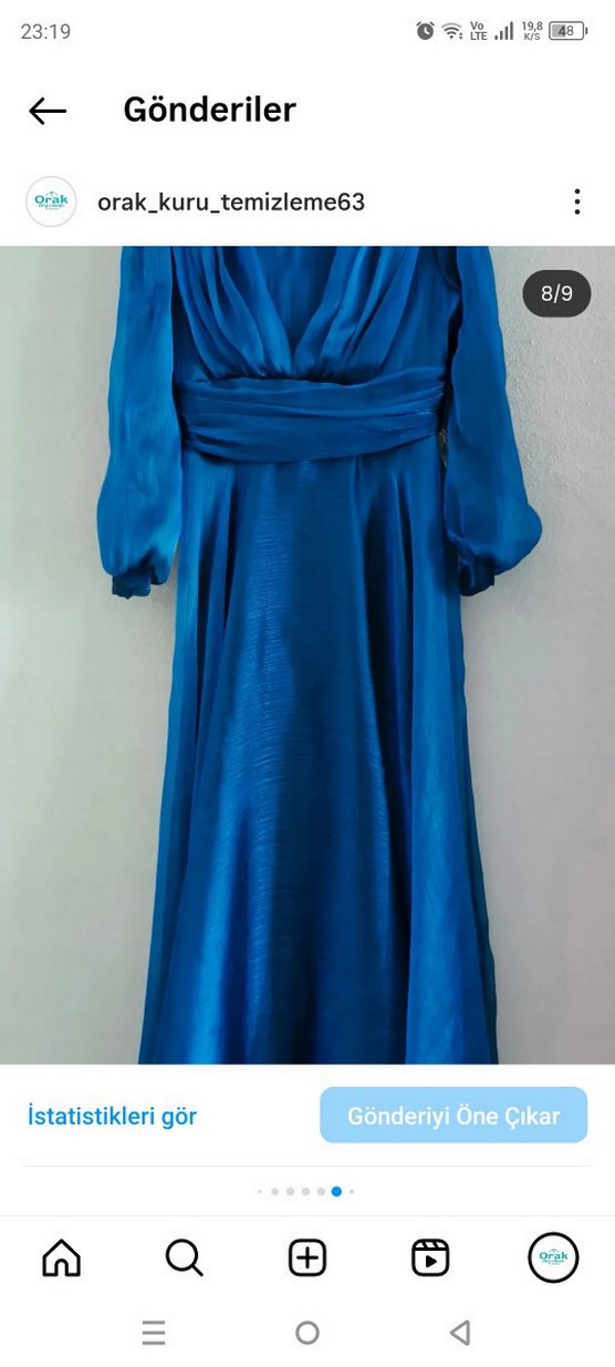 Lacivert Uzun Kollu Drapeli Kadın Abiye Elbise - Görsel 2